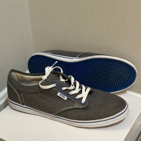 Vans Authentic Lo Pro Grey/Pewter & Blue Canvas Skate Sneakers Woman’s/Men’s 8.5 - Picture 1 of 10